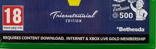 Fallout 76, the USK square on its front