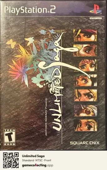 Unlimited Saga PlayStation 2, NTSC box front