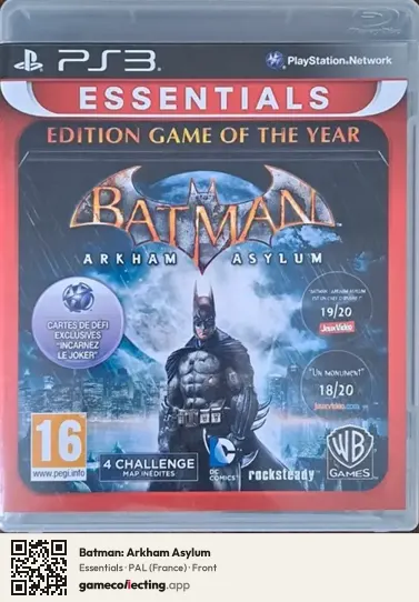 Batman: Arkham Asylum PlayStation 3, France box front