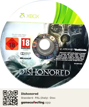 Dishonored Xbox 360, PAL disc