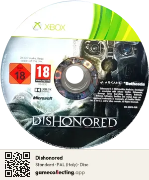 Dishonored Xbox 360, PAL disc