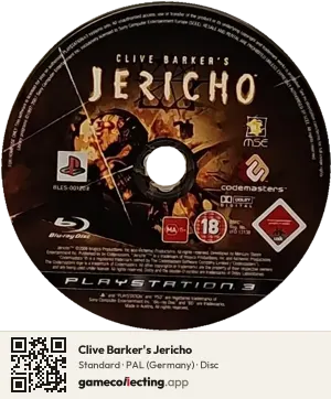 Clive Barker's Jericho PlayStation 3, PAL disc