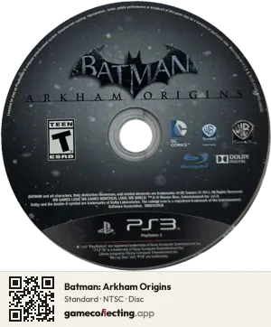 Batman: Arkham Origins PlayStation 3, NTSC disc