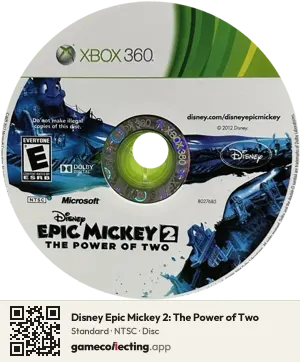 Disney Epic Mickey 2: The Power of Two Xbox 360, NTSC disc