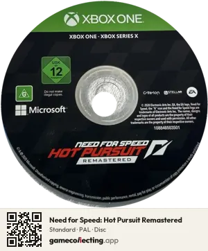 Need for Speed: Hot Pursuit Remastered Xbox One, PAL disc