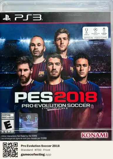 Pro Evolution Soccer 2018 PlayStation 3, NTSC box front