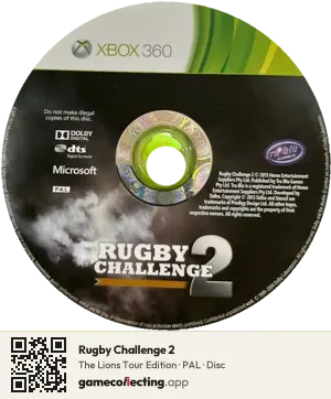Rugby Challenge 2 Xbox 360, PAL disc