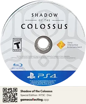 Shadow of the Colossus PlayStation 4, NTSC disc