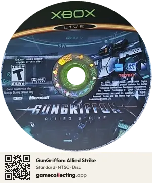 GunGriffon: Allied Strike Xbox, NTSC disc
