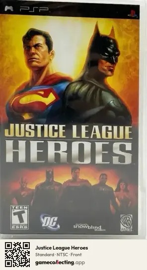 Justice League Heroes PlayStation Portable, NTSC box front