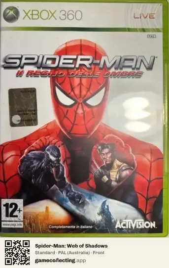 Spider-Man: Web of Shadows Xbox 360, Australia box front