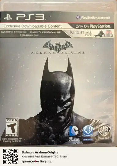 Batman: Arkham Origins PlayStation 3, NTSC box front
