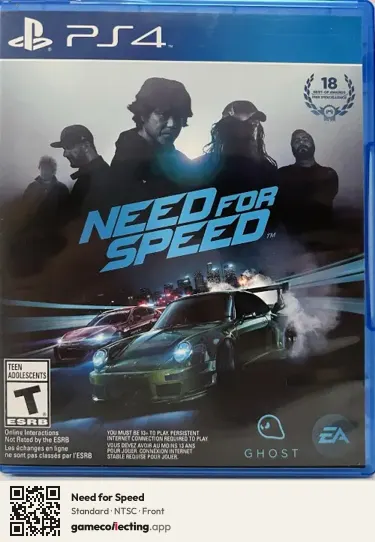 Need for Speed PlayStation 4, NTSC box front
