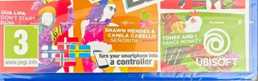 Just Dance 2021, the PEGI square on its front