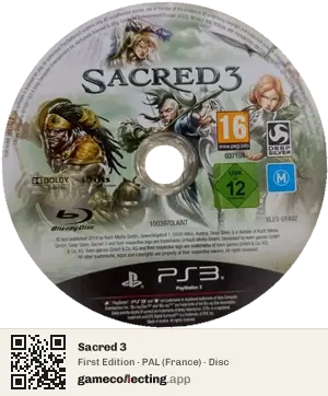 Sacred 3 PlayStation 3, PAL disc