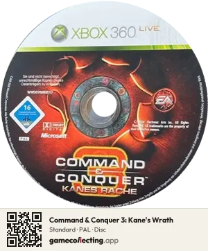 Command & Conquer 3: Kane's Wrath Xbox 360, PAL disc