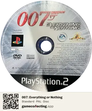 007: Everything or Nothing PlayStation 2, PAL disc