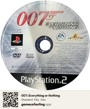 007: Everything or Nothing PlayStation 2, PAL disc