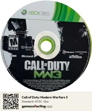 Call of Duty: Modern Warfare 3 Xbox 360, NTSC disc