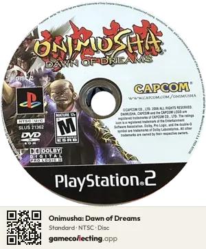 Onimusha: Dawn of Dreams PlayStation 2, NTSC disc