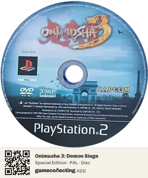 Onimusha 3: Demon Siege PlayStation 2, PAL disc