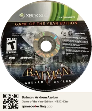 Batman: Arkham Asylum Xbox 360, NTSC disc