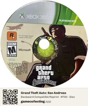Grand Theft Auto: San Andreas Xbox 360, NTSC disc