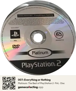 007: Everything or Nothing PlayStation 2, PAL disc