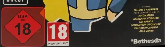 Fallout 4, the USK square on its front