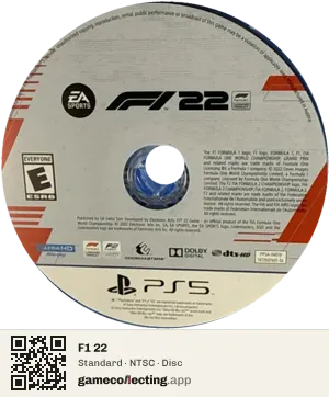 F1 22 PlayStation 5, NTSC disc