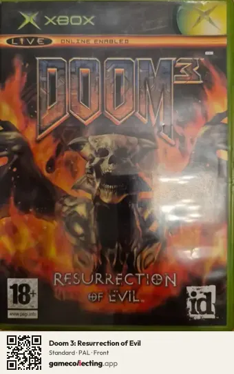Doom 3: Resurrection of Evil Xbox, PAL box front