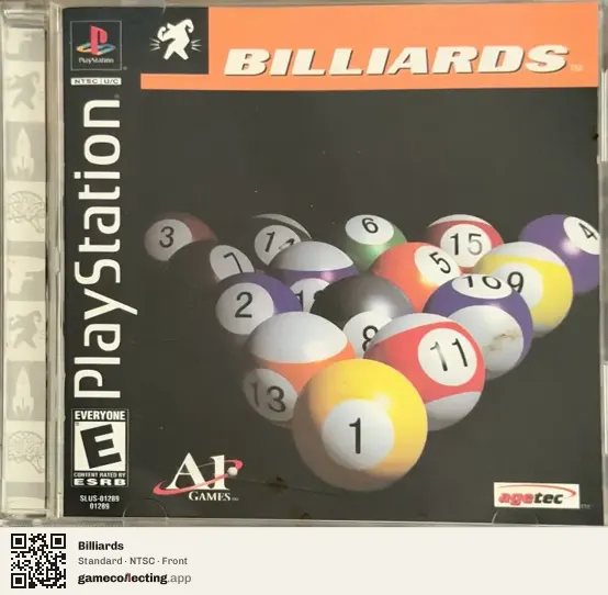Billiards PlayStation, NTSC box front