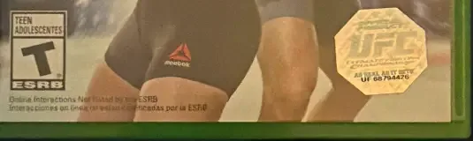 EA Sports UFC 2, the ESRB box on its front