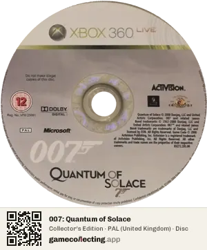 007: Quantum of Solace Xbox 360, PAL disc