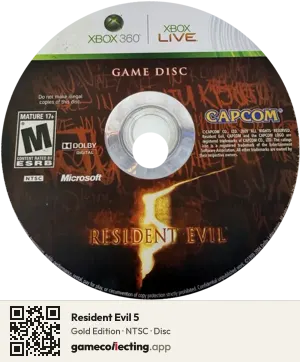 Resident Evil 5 Xbox 360, NTSC disc