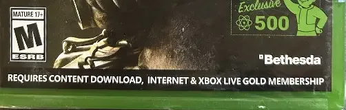 Fallout 76, the ESRB box on its front