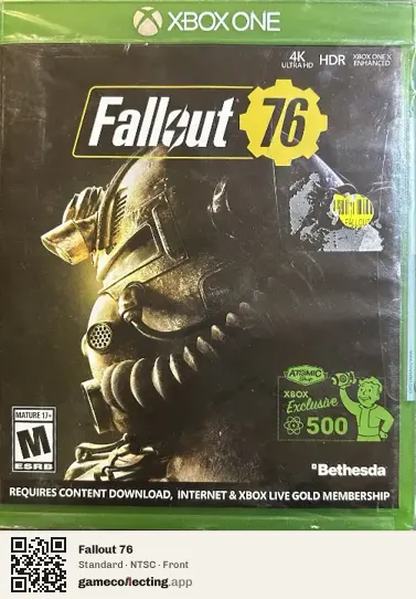 Fallout 76 Xbox One, NTSC box front