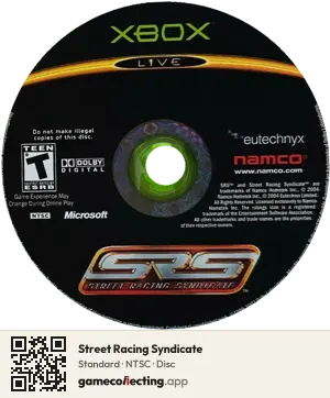 Street Racing Syndicate Xbox, NTSC disc