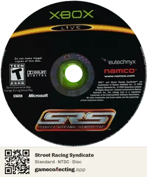 Street Racing Syndicate Xbox, NTSC disc