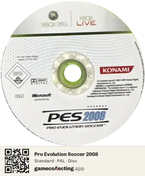 Pro Evolution Soccer 2008 Xbox 360, PAL disc