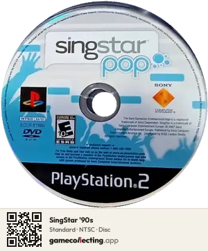 SingStar '90s PlayStation 2, NTSC disc