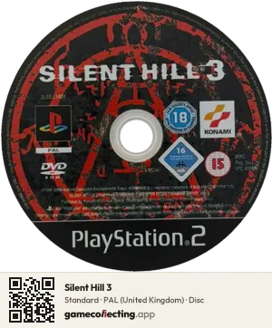 Silent Hill 3 PlayStation 2, PAL disc