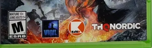 Darksiders, the ESRB box on its front
