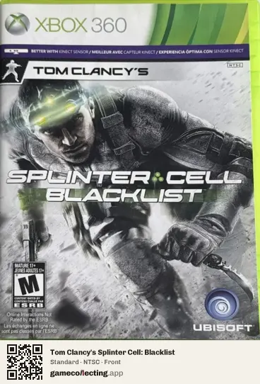 Tom Clancy's Splinter Cell: Blacklist Xbox 360, NTSC box front
