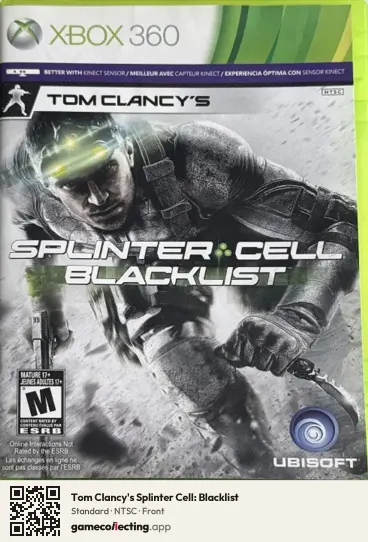 Tom Clancy's Splinter Cell: Blacklist Xbox 360, NTSC box front