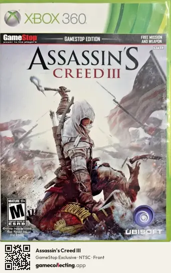 Assassin's Creed III Xbox 360, NTSC box front