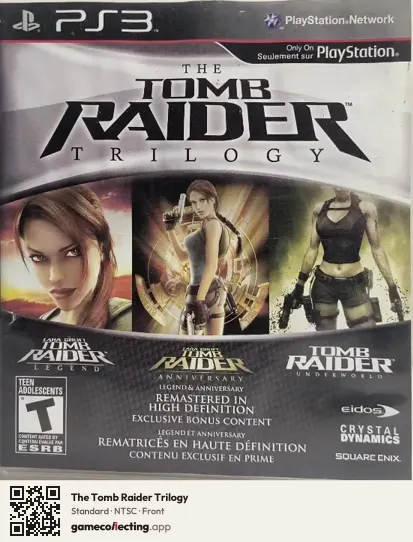 The Tomb Raider Trilogy PlayStation 3, NTSC box front