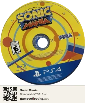 Sonic Mania PlayStation 4, NTSC disc
