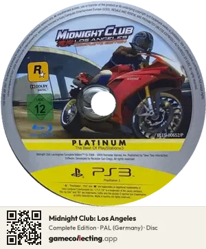 Midnight Club: Los Angeles PlayStation 3, PAL disc