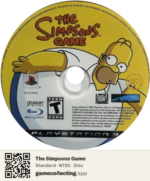 The Simpsons Game PlayStation 3, NTSC disc